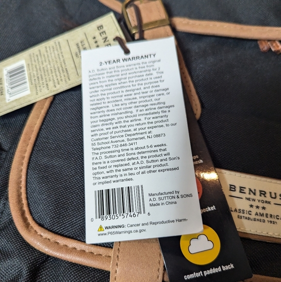 BENRUS Heritage Backpack - Black with Accents of Brown - Picture 5 of 13